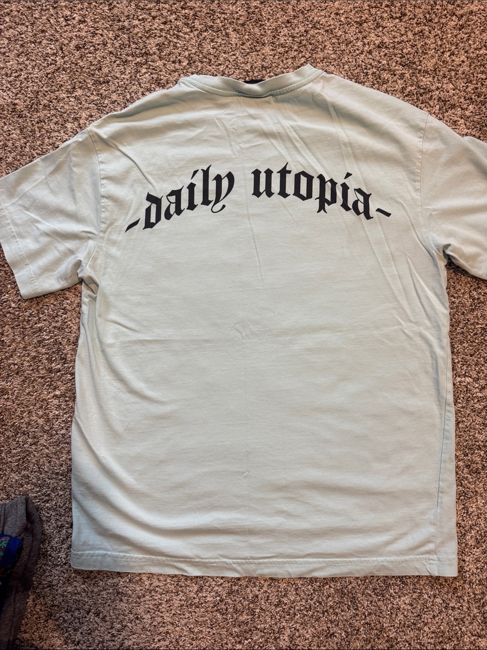 H&M (Sz Small) Light Sage ‘daily utopia' Short Sleeve Tee